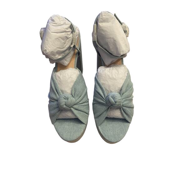 Loeffler Randall Roz-Den Knotted Platform Sandals Block Heel Light Denim 8.5B - Picture 7 of 15
